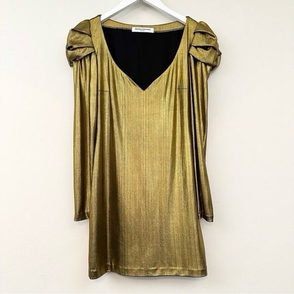 Amanda Uprichard Metallic Gold Lame Cinderella Dress S Revolve Bodycon NYE - Picture 3 of 10